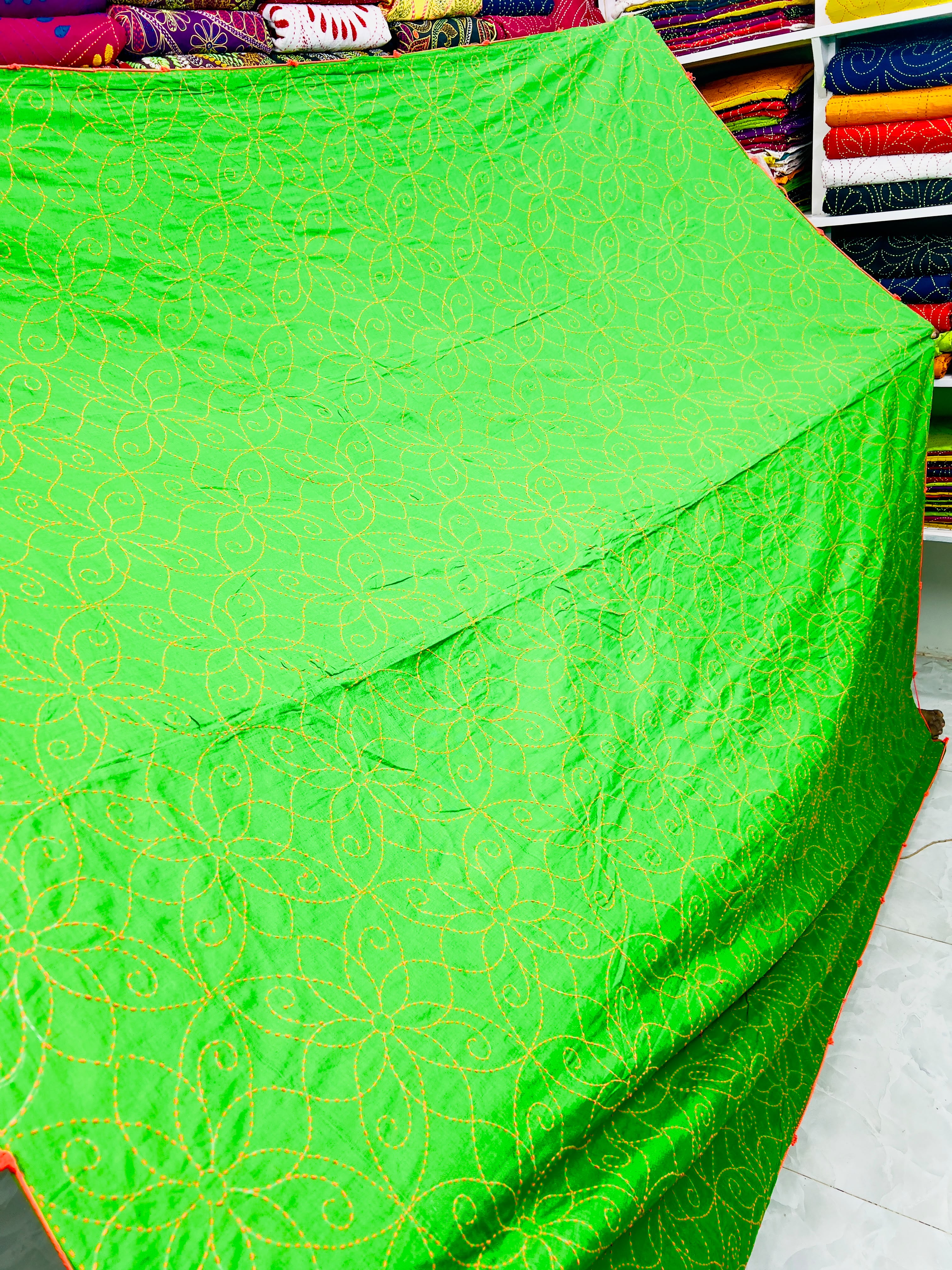 সুজনি নকশিকাঁথা ( সবুজ কালার)